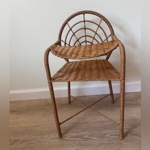 Wicker doll high chair rattan accessories beige neutral toddler baby girl toy